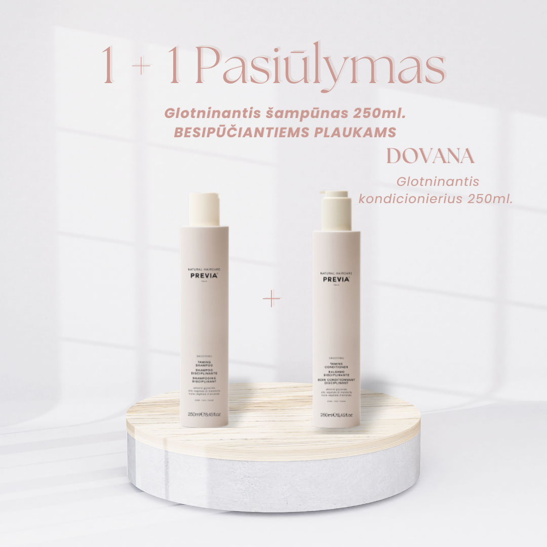 1+1 Previa Glotninatis šampūnas 200ml. DOVANA Previa Glotninatis kondicionierius 250ml.