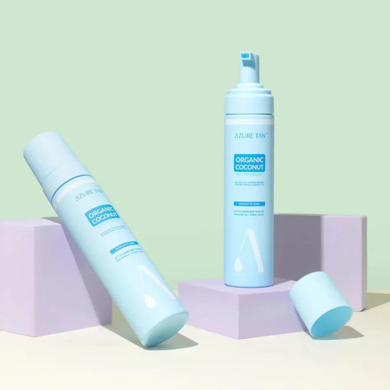 Azure Tan Organic Coconut Greito poveikio drėkinančios savaiminio įdegio putos