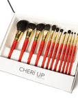 Cheri Up Cosmetics Cherry Brushes Set 12 vnt. Teptukų rinkinys (NAUJIENA)