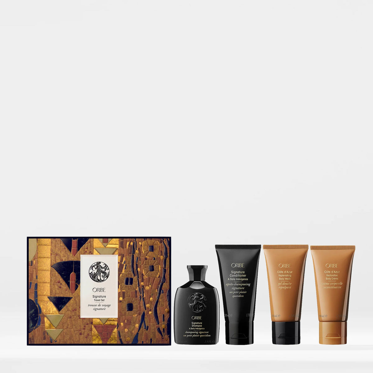 Oribe Signature Travel Set – prabangus plaukų ir kūno priežiūros rinkinys