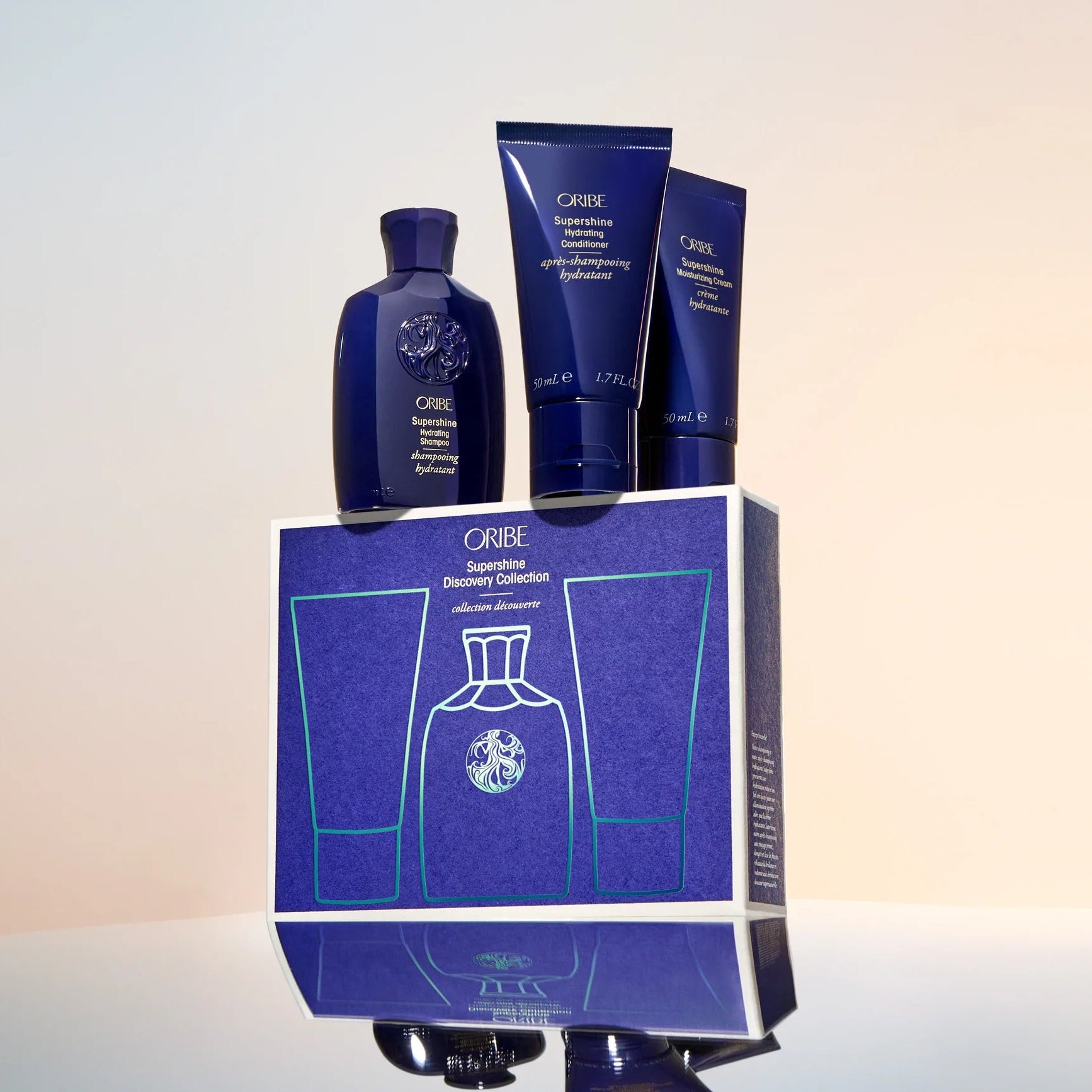 Oribe Supershine Hydrating Schampo + Conditioner + Moisturizing Cream Travel Size Drėkinantis šampūnas, kondicionierius, drėkinantis kremas plaukams