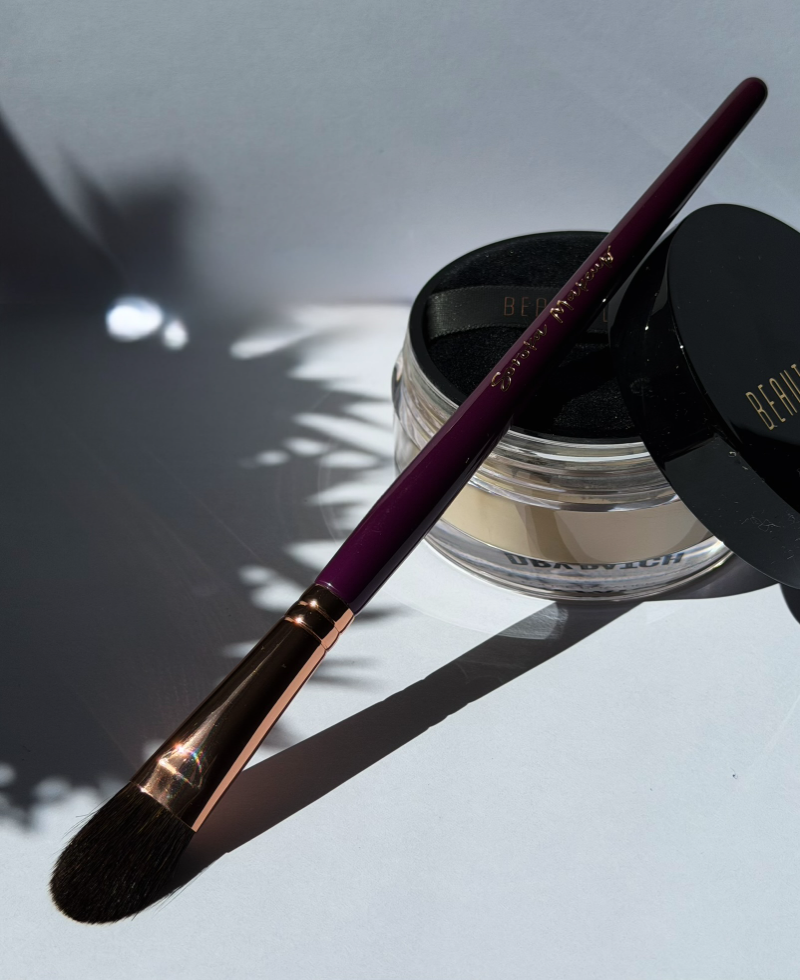 Soroka Makeup Purple Face Brush 5w šepetėlis pudrai/hailaiteriams (voverės šereliai)